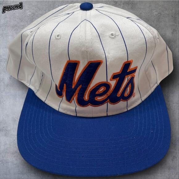 Vintage New York Mets Hat Cap Snap Back Mens Blue White MLB Baseball Starter 90s - Picture 1 of 8